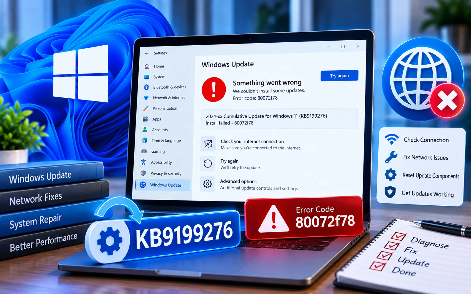 Windows Update Error Code 80072F78 fix